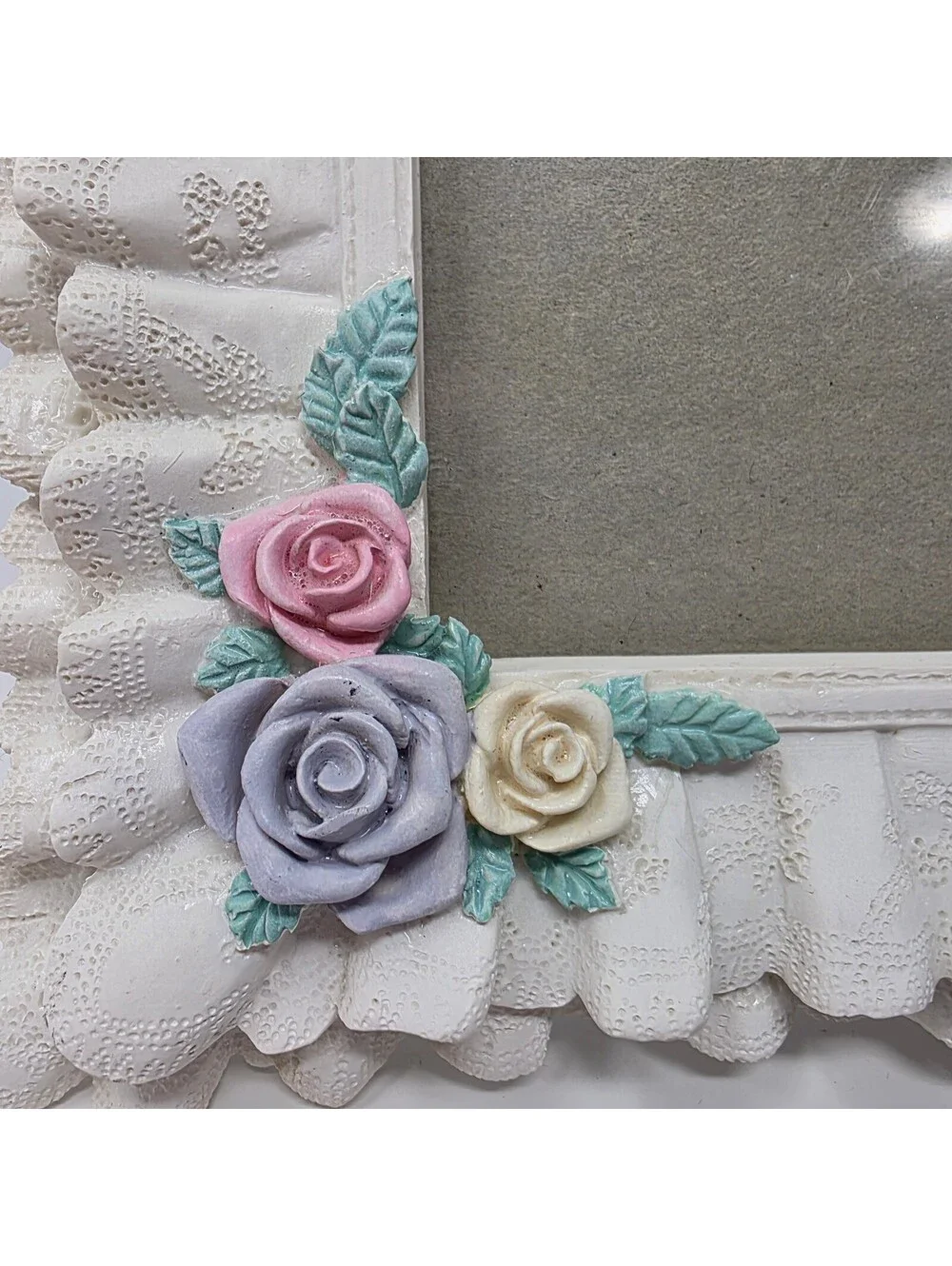 Vintage 1991 FIGI Lace Rose Picture Frame 4x6 Cottagecore Floral